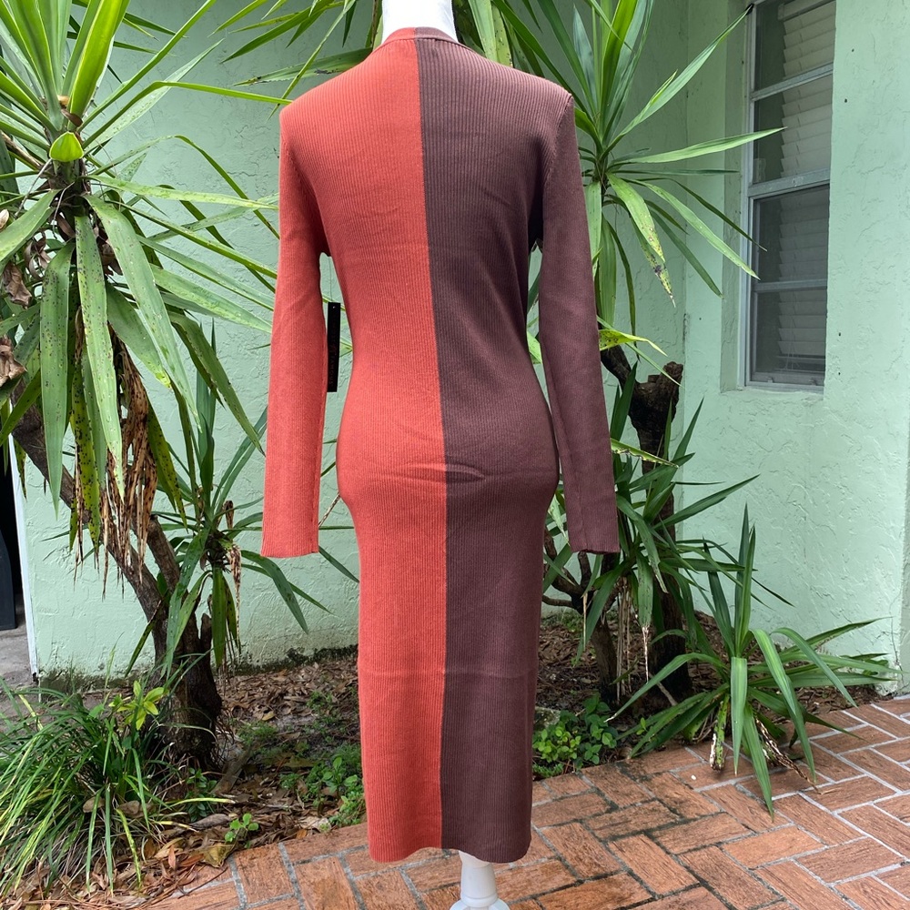 Rust Orange and Brown Sweater Dress